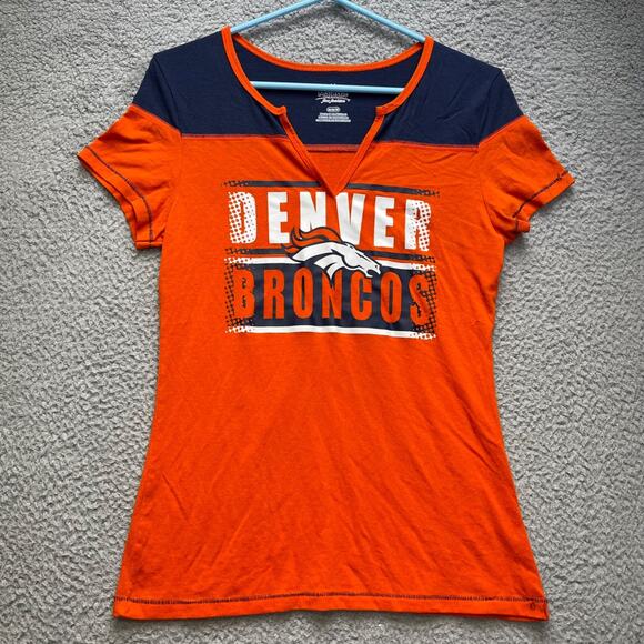 Denver Broncos T Shirt Womens Medium V Neck Short Sleeve - Picture 1 of 10